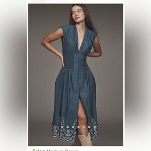 NWT Anthropologie The Tommie Denim eyelet trim Dress